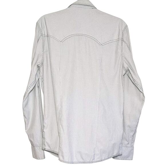 BKE Buckle Button Shirt Mens M White Black Striped Long Sleeve Western Cowboy - Picture 2 of 7